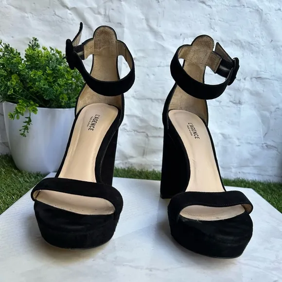 L'AGENCECecile Suede Platform Sandals black size 6.5