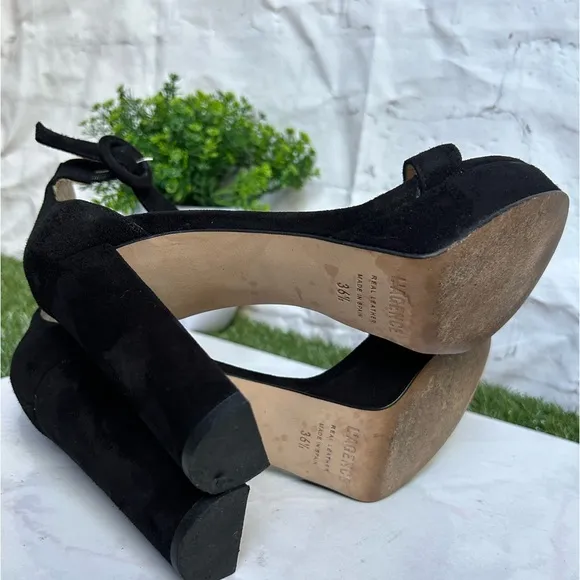 L'AGENCECecile Suede Platform Sandals black size 6.5