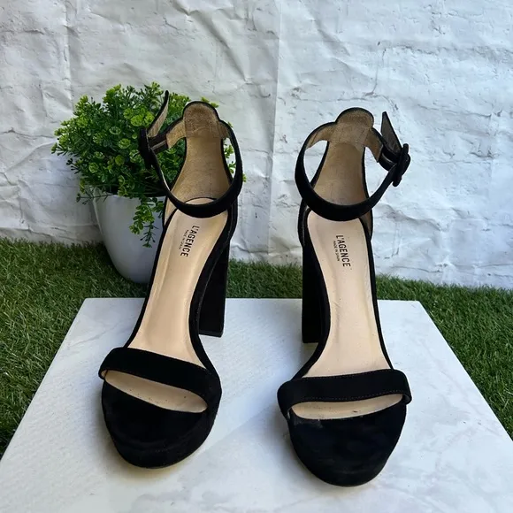 L'AGENCECecile Suede Platform Sandals black size 6.5