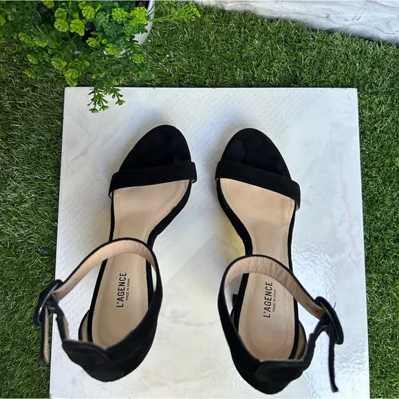 L'AGENCECecile Suede Platform Sandals black size 6.5