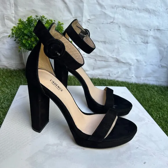 L'AGENCECecile Suede Platform Sandals black size 6.5