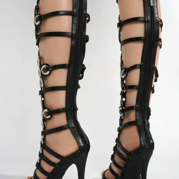 Lalalyn Black Gunmetal Heels Cape Robbin 6.5W
