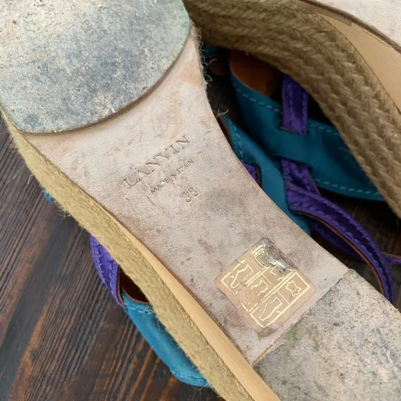 Lanvin Satin Crossover Espadrille Platform Sandals