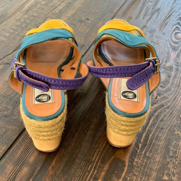 Lanvin Satin Crossover Espadrille Platform Sandals