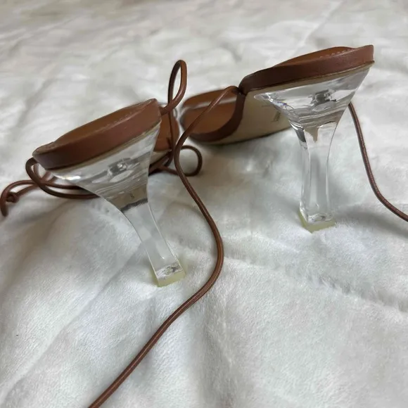 Larroude Leather Clear Heel Stilettos Size 8.5