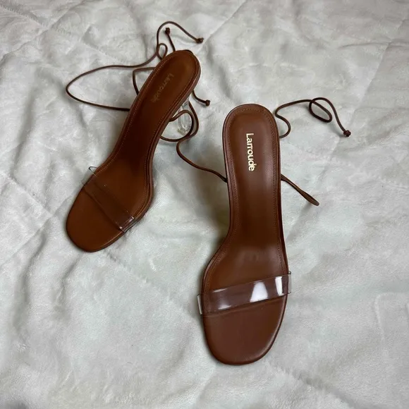 Larroude Leather Clear Heel Stilettos Size 8.5