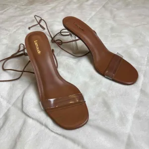Larroude Leather Clear Heel Stilettos Size 8.5