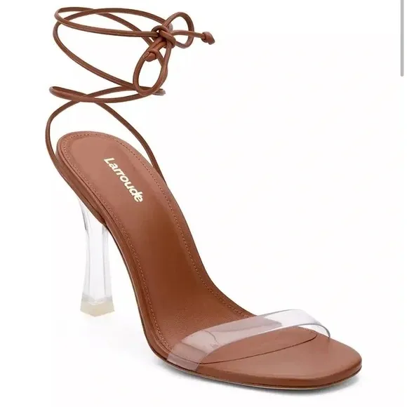 Larroude Leather Clear Heel Stilettos Size 8.5
