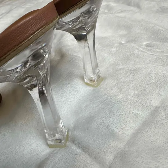 Larroude Leather Clear Heel Stilettos Size 8.5