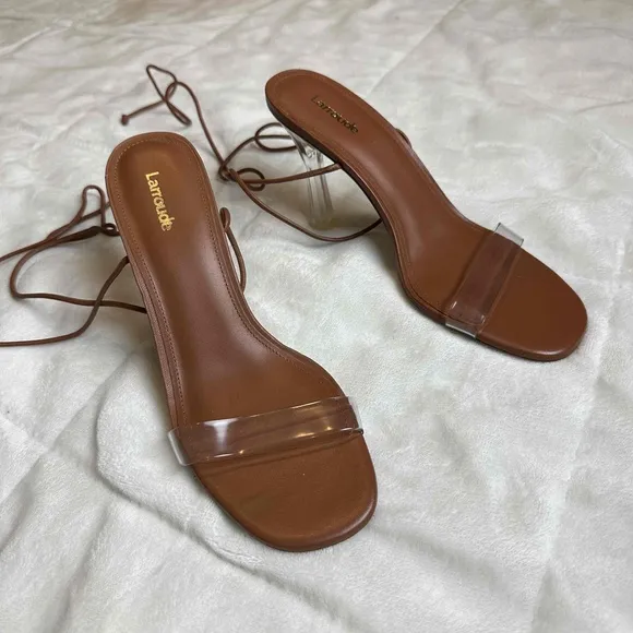 Larroude Leather Clear Heel Stilettos Size 8.5