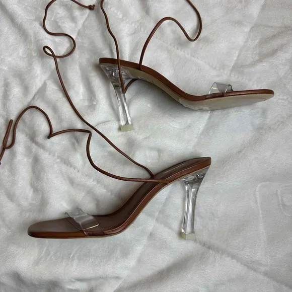 Larroude Leather Clear Heel Stilettos Size 8.5
