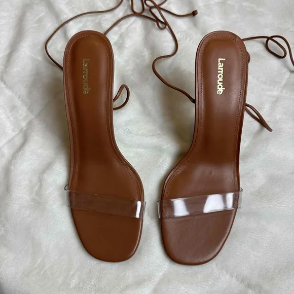 Larroude Leather Clear Heel Stilettos Size 8.5