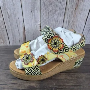 L'Artiste By Spring Step Radd Floral Cork Wedge Sandals Women's 10.5-11 EU 42