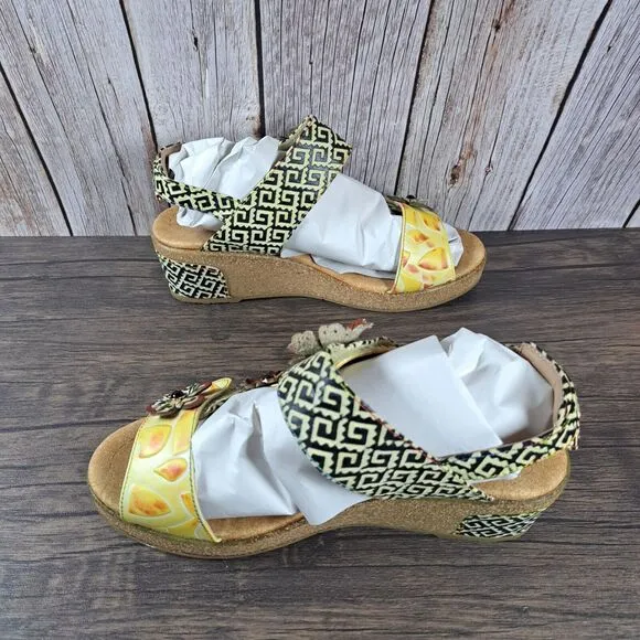 L'Artiste By Spring Step Radd Floral Cork Wedge Sandals Women's 10.5-11 EU 42