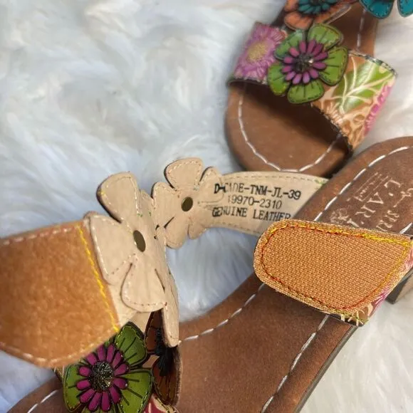 L’ARTISTE Spring Step Multi Leather slides heels Straps Sandals EUR SZ 39 US8.5