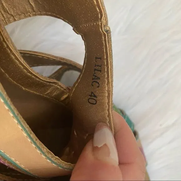 L'Artiste Spring Step Lilac Leather Sandals 10