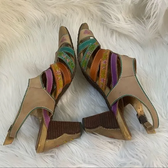 L'Artiste Spring Step Lilac Leather Sandals 10