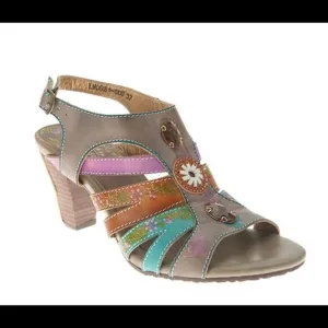 L'Artiste Spring Step Lilac Leather Sandals 10