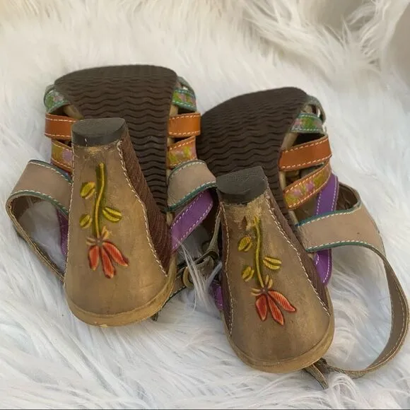 L'Artiste Spring Step Lilac Leather Sandals 10