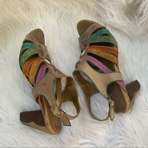 L'Artiste Spring Step Lilac Leather Sandals 10