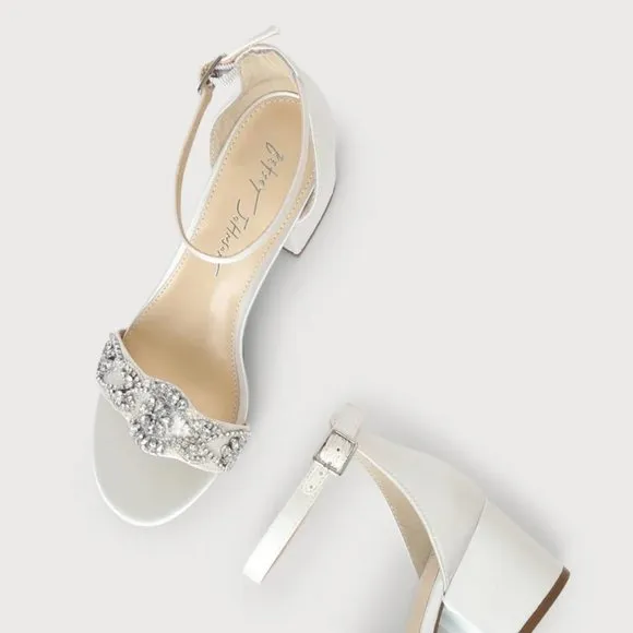 Last pairs! Betsey Johnson Mel Sandal blingy diamond strappy block  heels 297T0
