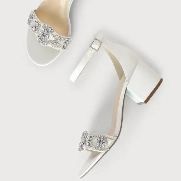 Last pairs! Betsey Johnson Mel Sandal blingy diamond strappy block  heels 297T0