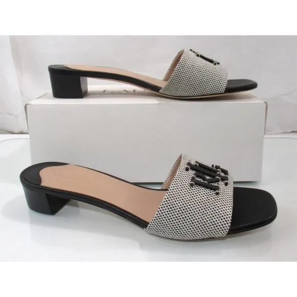 Lauren Ralph Lauren Fay Logo Slide Dress Stacked Heel Sandals Black Size 8.5