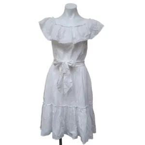 Lauren Ralph Lauren White Embroidered Off-the-Shoulder Dress – Size 12
