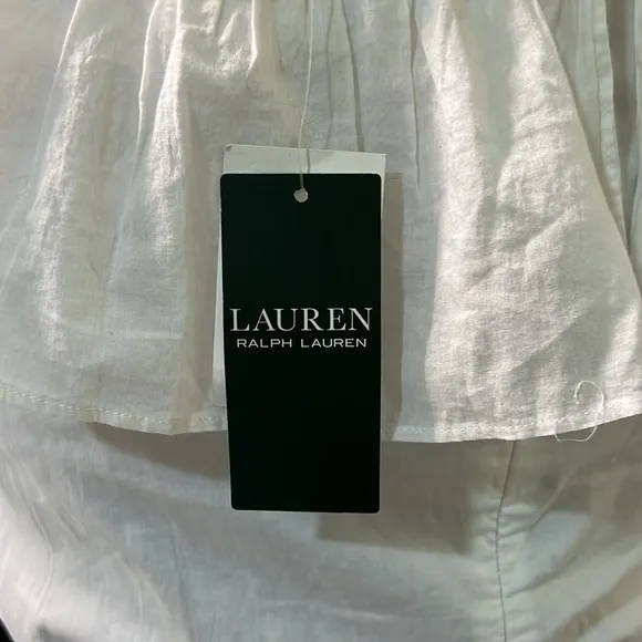 Lauren Ralph Lauren White Embroidered Off-the-Shoulder Dress – Size 12