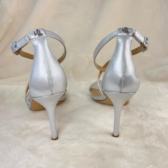 LAUREN RALPH LAUREN Women's Gabriele DressSilver Straps Sandals 8.5‎ B,  G 107