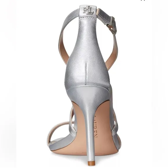 LAUREN RALPH LAUREN Women's Gabriele DressSilver Straps Sandals 8.5‎ B,  G 107