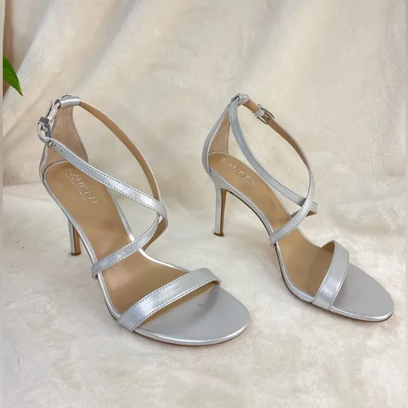 LAUREN RALPH LAUREN Women's Gabriele DressSilver Straps Sandals 8.5‎ B,  G 107