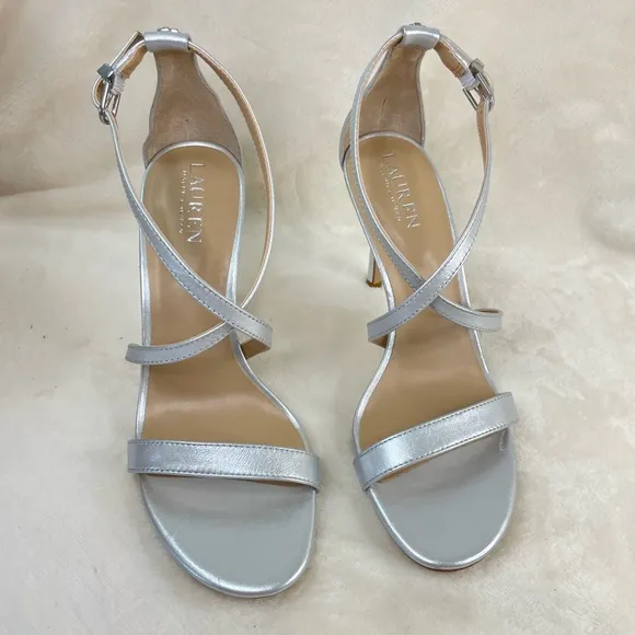 LAUREN RALPH LAUREN Women's Gabriele DressSilver Straps Sandals 8.5‎ B,  G 107