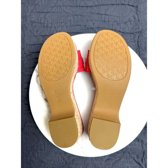 Lauren Ralph Lauren Women's Roxanne Nappa Leather Sandal Croc Print SZ9 :NWOT