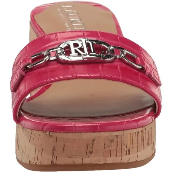 Lauren Ralph Lauren Women's Roxanne Nappa Leather Sandal Croc Print SZ9 :NWOT