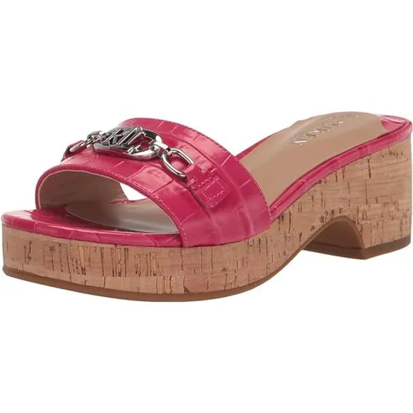Lauren Ralph Lauren Women's Roxanne Nappa Leather Sandal Croc Print SZ9 :NWOT