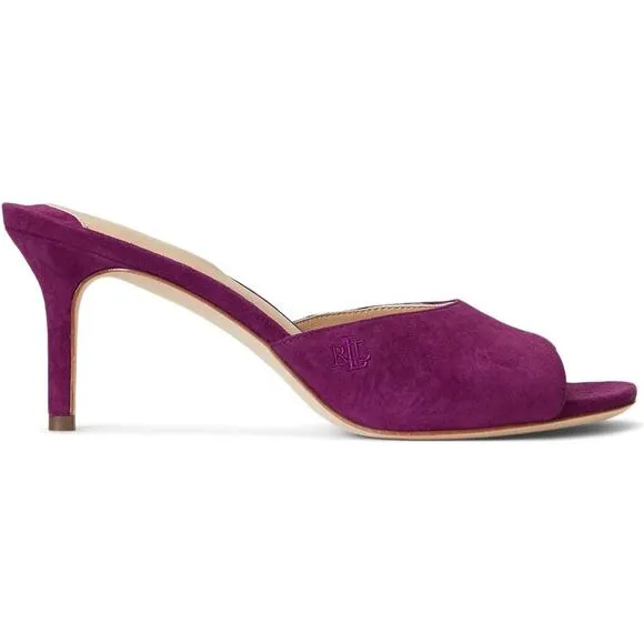 Lauren Ralph Women's Lyanna Slip-On Suede Sandals, Plum Caspia Size 6.5M
