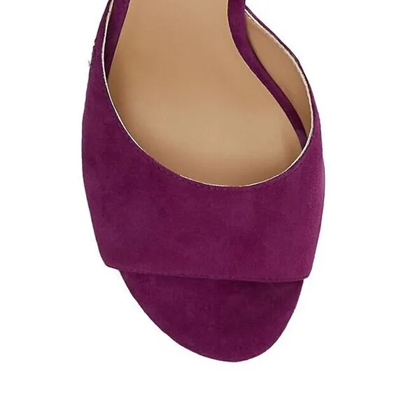 Lauren Ralph Women's Lyanna Slip-On Suede Sandals, Plum Caspia Size 6.5M