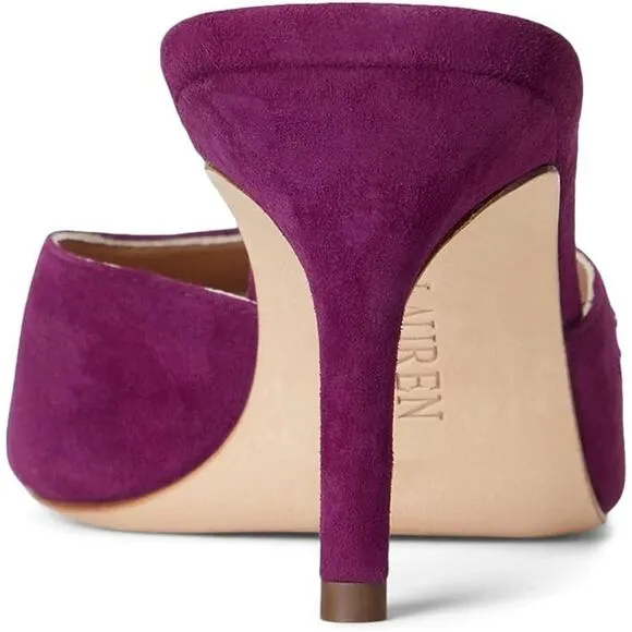 Lauren Ralph Women's Lyanna Slip-On Suede Sandals, Plum Caspia Size 6.5M