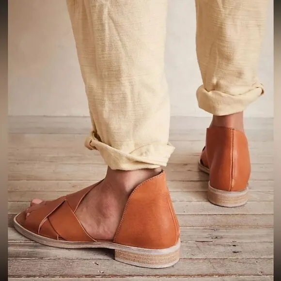 Leather Free People Sun Valley Sandals in Sienna