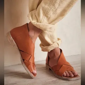 Leather Free People Sun Valley Sandals in Sienna