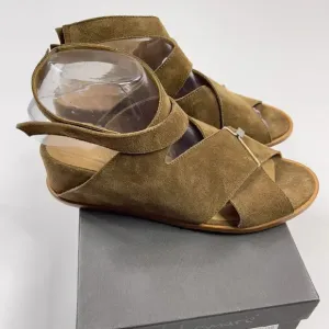 Lemaré Brown Colored Suede Wedge Sandals NIB