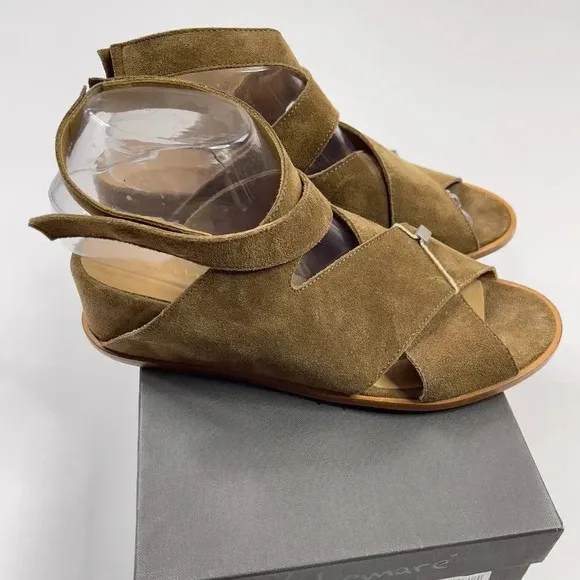 Lemaré Brown Colored Suede Wedge Sandals NIB