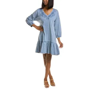 Leota Women's Embroidered Luna Dress Blue Size L