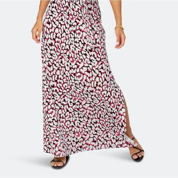 Leota Women's Perfect Wrap Maxi Dress  Leopard Fruit Dove Black 2XL