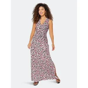 Leota Women's Perfect Wrap Maxi Dress  Leopard Fruit Dove Black 2XL