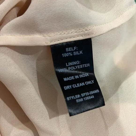 Le Superbe silk Tequila Sunrise Chiffon Midi Dress Pastel Green Pink Size 6