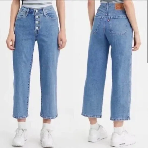Levi’s Mile High Crop Wide Leg Jeans in Light Wash 25