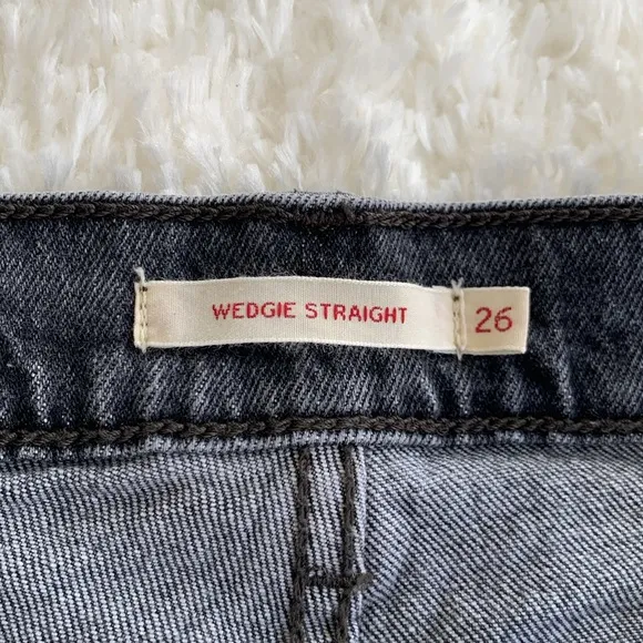 Levi’s Premium Wedgie Straight Distressed Black Cropped Jeans