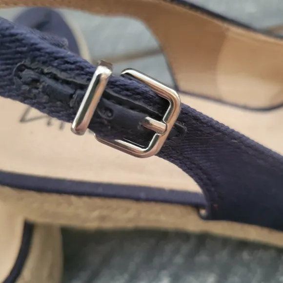 Life Stride Keepsake Women's Espadrille Sandals 8.5W Navy Adjustable‎ Heels New